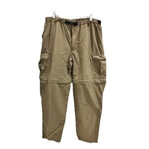 REI Pants Men's M Olive Convertible Cargo Hiking Outdoor Zip Off Nylon Belted